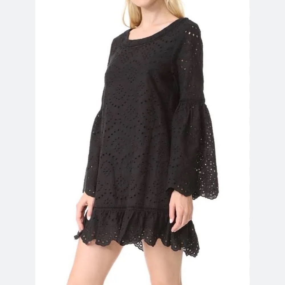 Cupcakes & Cashmere Black Eyelet Lace Long Flare Sleeve Dress